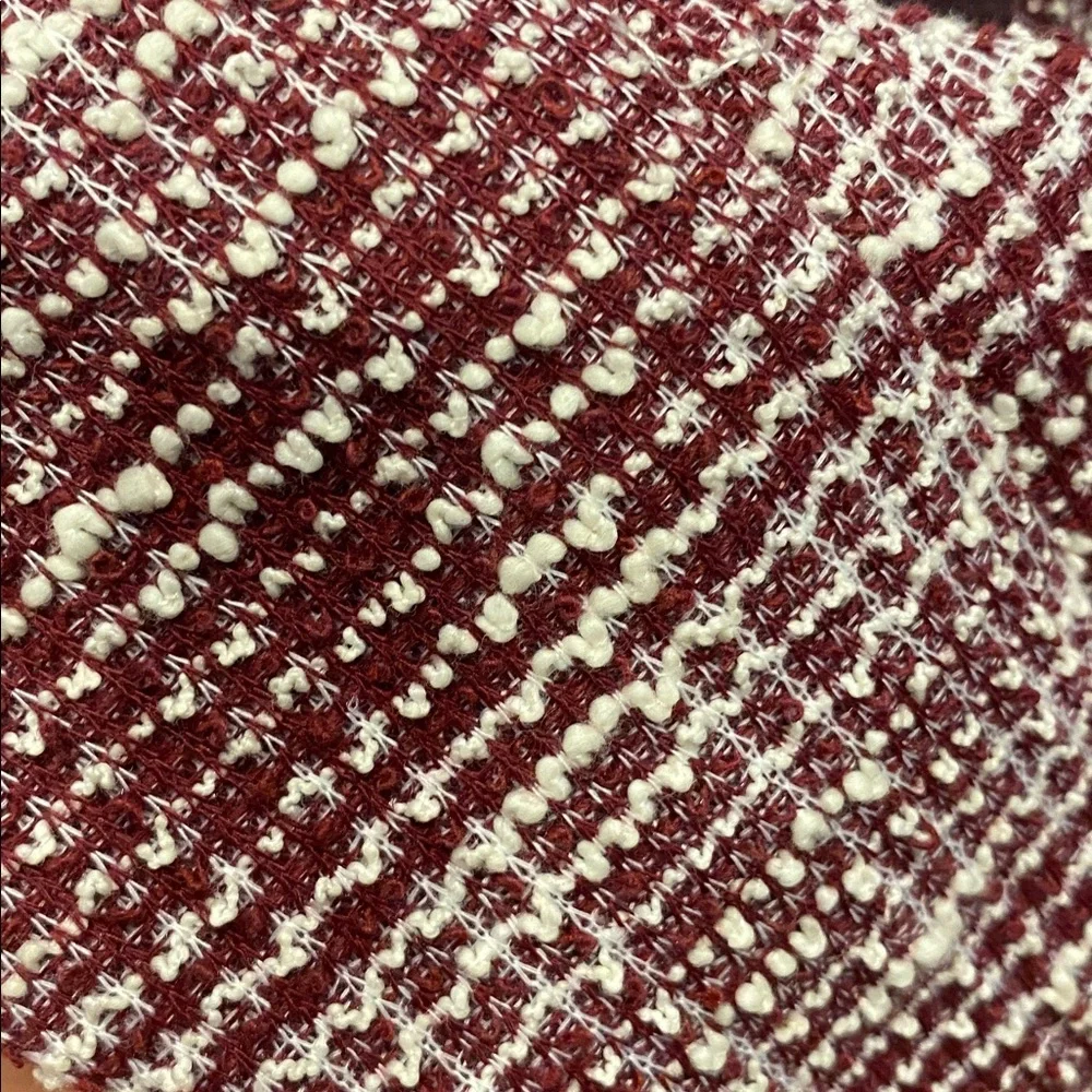 NWOT Dear Tweed Scarlett Burgandy and White Textured Jacket size small - Picture 4 of 6